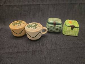 lot 50152 image: Handcrafted Ceramic Cups and Decorative Boxes salt and pepper shaker Set Collection