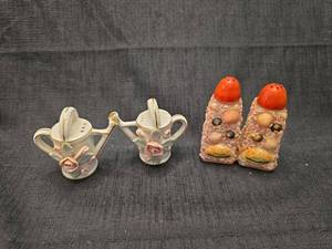 lot 50162 image: Decorative Salt and Pepper Shaker Set with Watering Can Holders