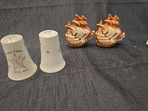 lot 50167 image: Ceramic Salt Pepper Shakers and Galleon Ship Salt Pepper Set