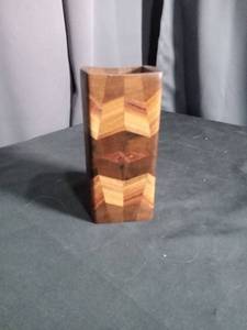lot 6800 image: Wood Box with Geometric Inlay Pattern