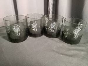 Set of 4 Irish Leprechaun Rocks Glasses with Etched Designs