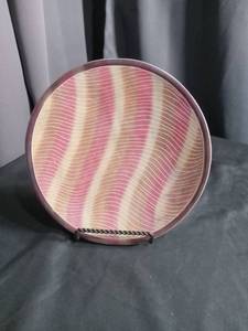 lot 60395 image: Pink Decorative Plate with Wave Pattern Design