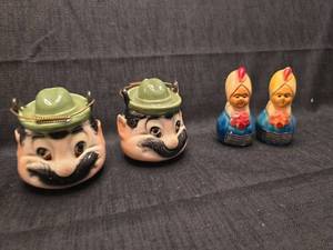 lot 5599 image: German-Style Character Beer Steins and Souvenir Salt Pepper Shakers Set