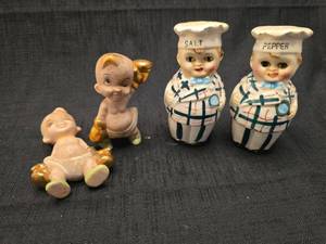 lot 40233 image: Chef Salt and Pepper Shakers with Baby Figurines Set