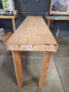 lot 1084 image: Wooden Work Table 8 ft x 24 in Wide 43 Tall Sturdy