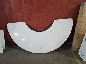 lot 1093 image: White Curved Corner Desktop Surface with Center Cutout approx 66in x 45in
