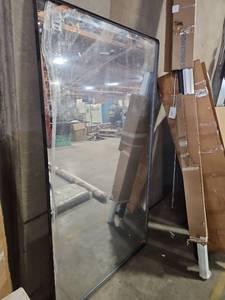 lot 1095 image: Large Mirror Open Box Black Metal Frame Plastic Still On Front 40x72