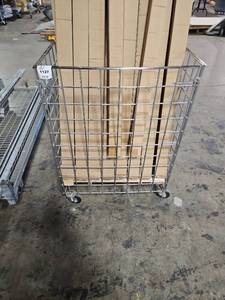 lot 1127 image: Wire Mesh Rolling Storage Basket Cart with Wheels NO Contents