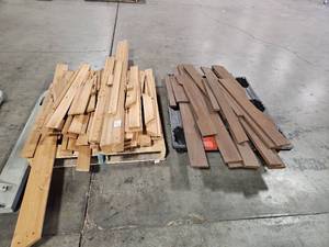 lot 1133 image: Mixed Cedar Lumber Lot 2 Pallets Pre-Cut Boards Incomplete Swing Set Pieces Project Starter 