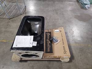 lot 1136 image: Swiss Madison Toilet With Seat Wall-Hung Black New Warehouse Dust $$$$