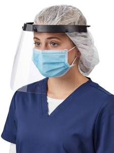 lot 1153 image: 20 Pack  Clear Plastic Universal Safety Face Shield (Made in USA) Reusable Anti Fog Breathable, Lightweight Adjustable for Men Women Adults (20 Pack Black) Lot of 18 Cases NEW