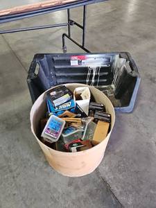 lot 29644 image: Husky Bin and Contents Of Barrel Screws Bolts Nails and Other
