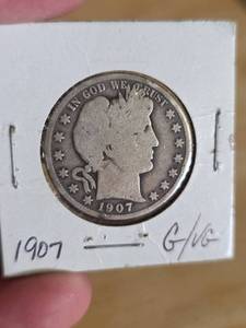 lot 7 image: 1907 Barber silver half dollar
