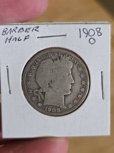 lot 10 image: 1908-O Barber silver half dollar