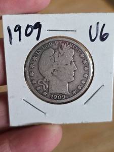 lot 14 image: 1909 Barber silver half dollar