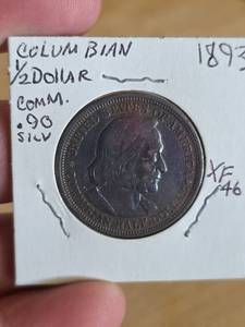 lot 15 image: 1893 XF Columbus silver half dollar