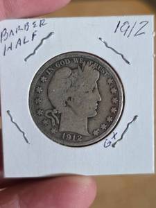 lot 16 image: 1912 Barber silver half dollar
