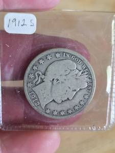 lot 19 image: 1912-S Barber silver half dollar