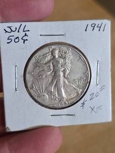 lot 26 image: 1941 XF Walking Liberty Silver half dollar
