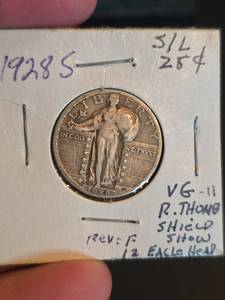 lot 52 image: 1928-S Standing Liberty silver Quarter