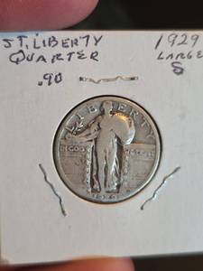 lot 56 image: 1929 Large S Standing Liberty silver Quarter