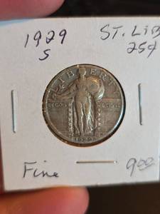 lot 58 image: 1929-S Standing Liberty silver Quarter