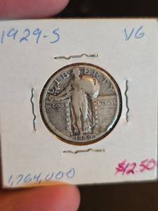 lot 59 image: 1929-S Standing Liberty silver Quarter