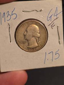 lot 62 image: 1935 Washington silver quarter