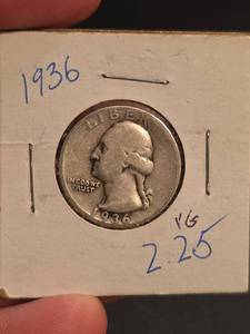 lot 63 image: 1936 Washington silver quarter