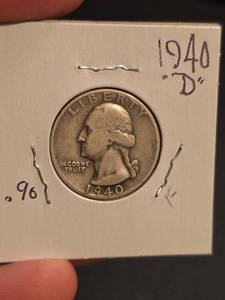 lot 66 image: 1940-D Washington silver quarter