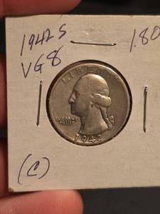 lot 67 image: 1942-S Washington silver quarter