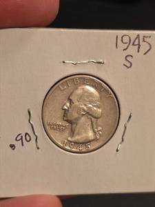 lot 68 image: 1945-S Washington silver quarter