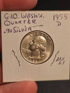 lot 73 image: 1955-D Washington silver quarter