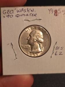 lot 74 image: 1955 MS62 Washington silver quarter