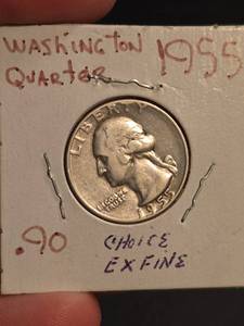 lot 75 image: 1955 Choice XF Washington silver quarter