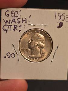lot 80 image: 1953-D Washington silver quarter