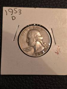 lot 82 image: 1953-D VF Washington silver quarter