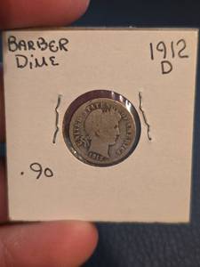 lot 88 image: 1912-D Barber silver dime