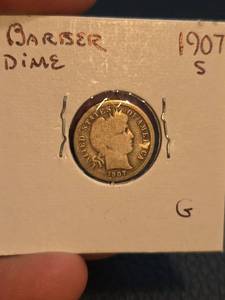 lot 89 image: 1907-S Barber silver dime