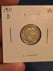 lot 92 image: 1911-D Barber silver dime