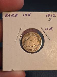 lot 93 image: 1912-D Barber silver dime