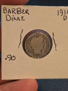 lot 96 image: 1914-D Barber silver dime