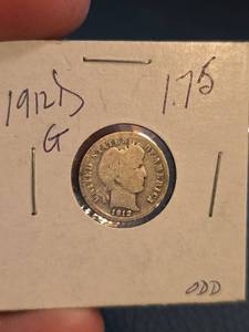 lot 101 image: 1912-D Barber silver dime