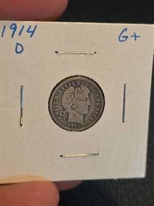 lot 104 image: 1914-D Barber silver dime