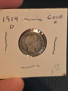 lot 106 image: 1914-D Barber silver dime