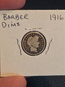lot 107 image: 1916 Barber silver dime
