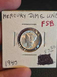 lot 126 image: 1940 FSB uncirculated Mercury silver dime