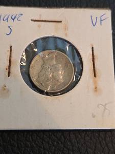 lot 130 image: 1942-S VF Mercury silver dime