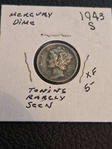 lot 131 image: 1943-S XF Mercury silver dime