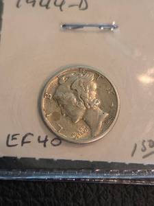 lot 132 image: 1944-D EF40 Mercury silver dime